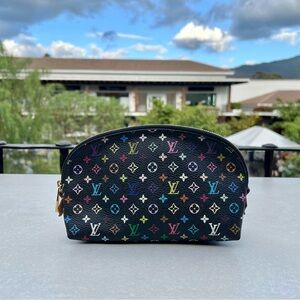 Rare LOUIS VUITTON x Takashi Murakami Monogram Black Multicolor Cosmetic Pouch